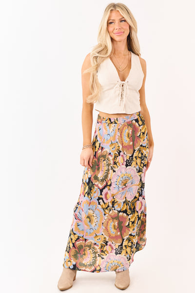 Sand Lace Up Front Plunging Neck Cropped Vest