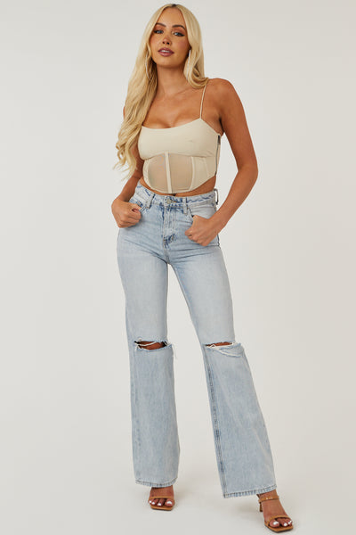 Sand Padded Mesh Corset Tank Top
