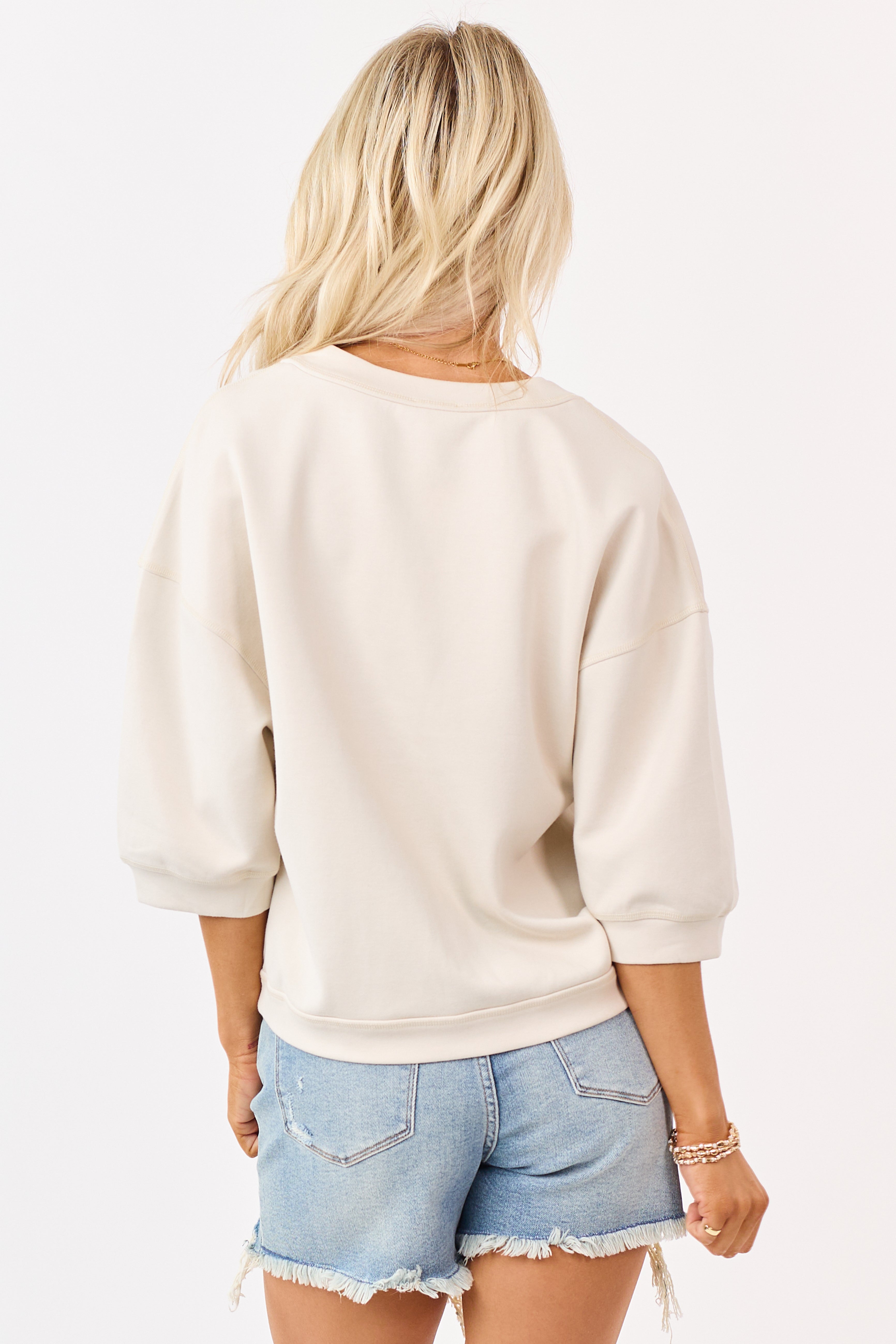 Sand Soft Knit Relaxed Half Sleeve Cardigan