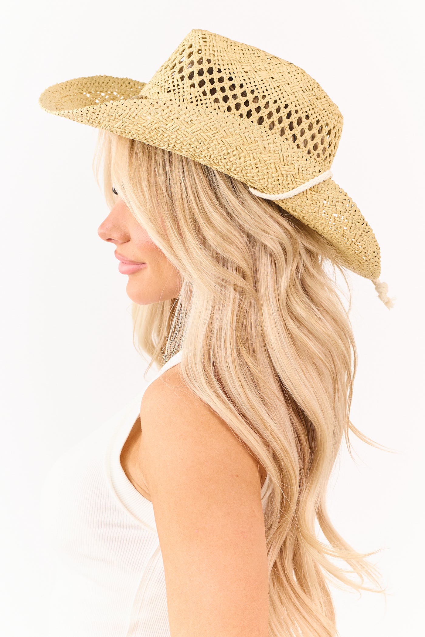 Sand Anchor Pendant Woven Straw Cowboy Hat