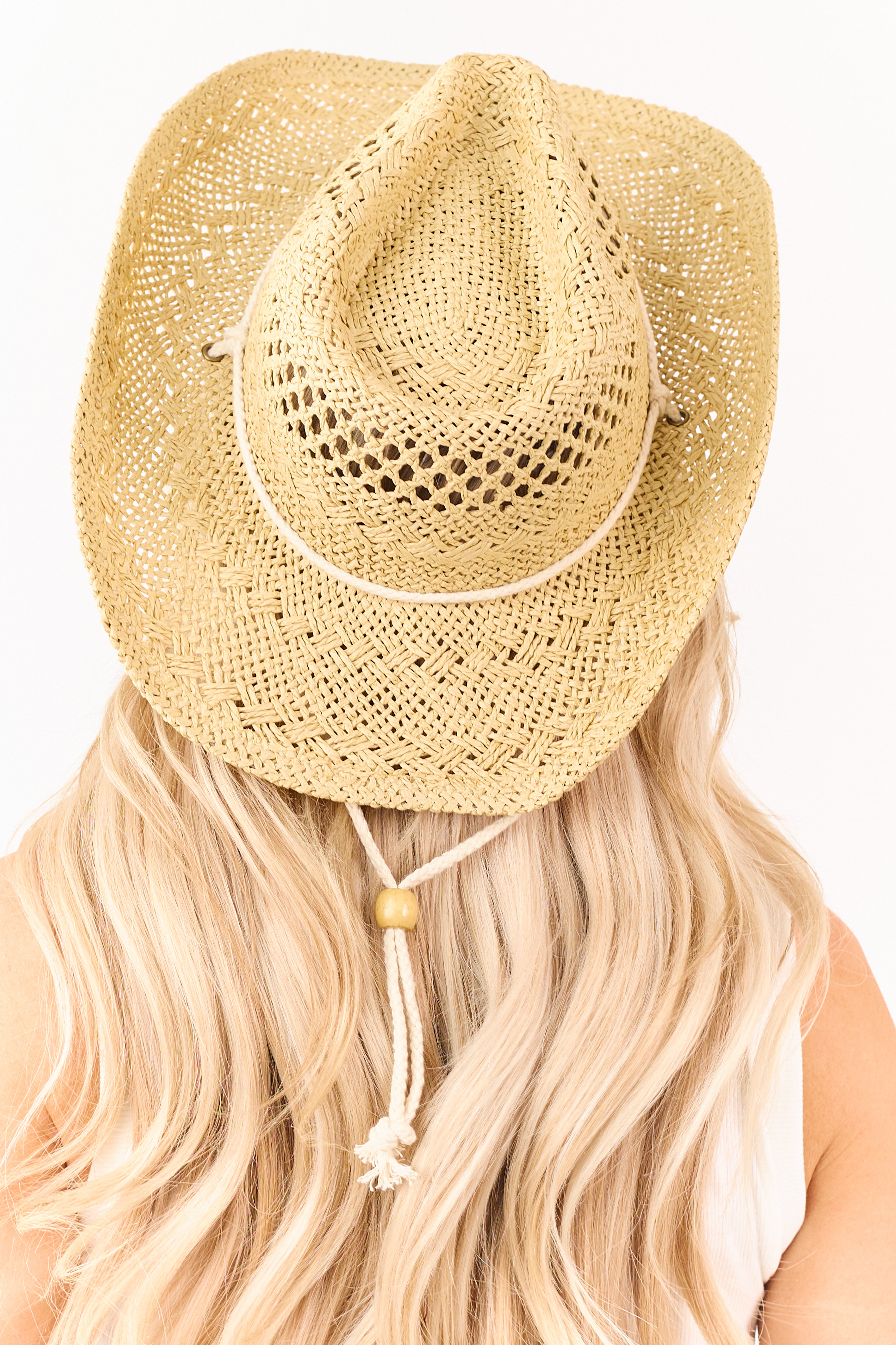 Sand Anchor Pendant Woven Straw Cowboy Hat