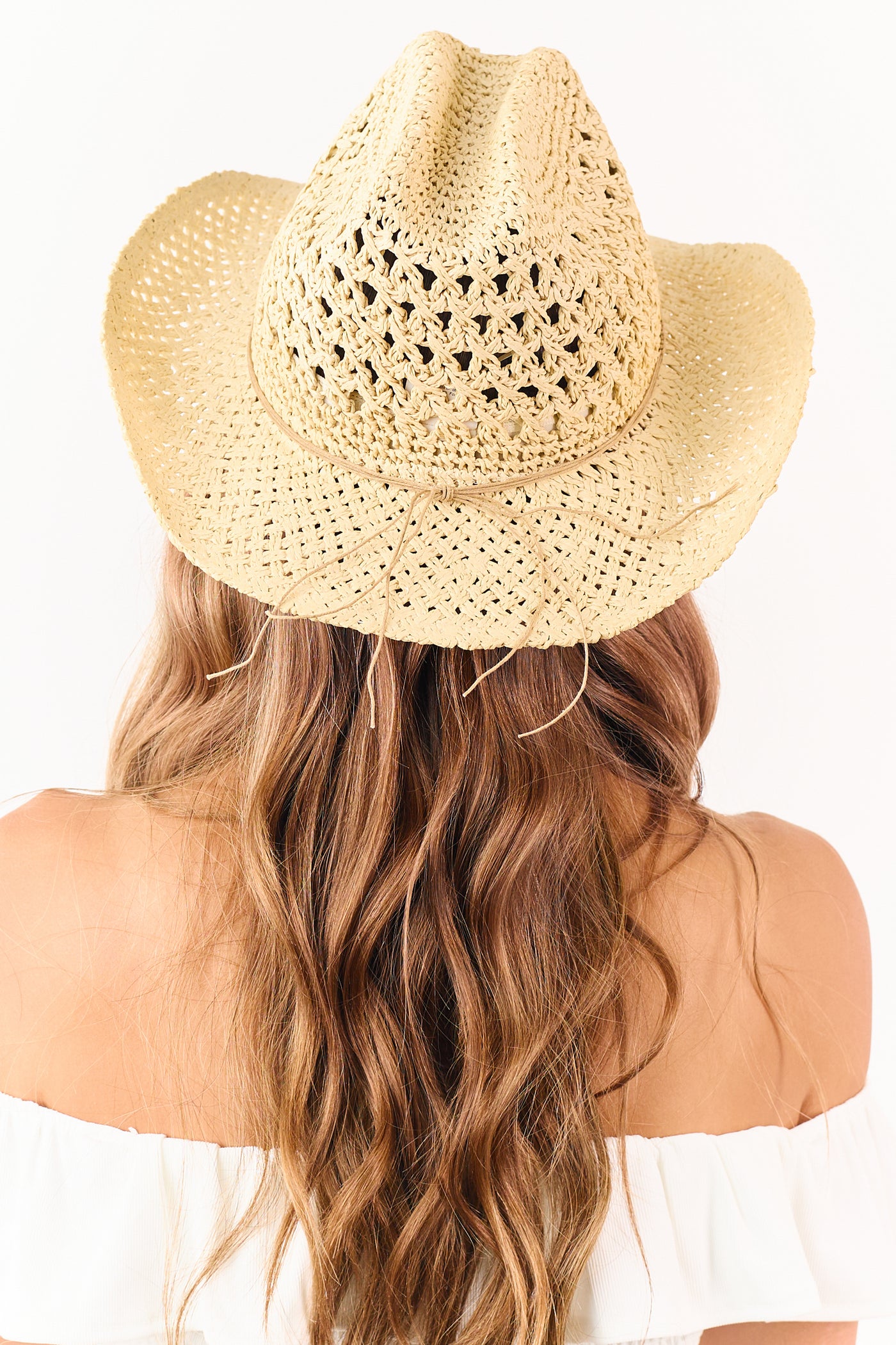 Sand Bead Detail Woven Straw Cowboy Hat