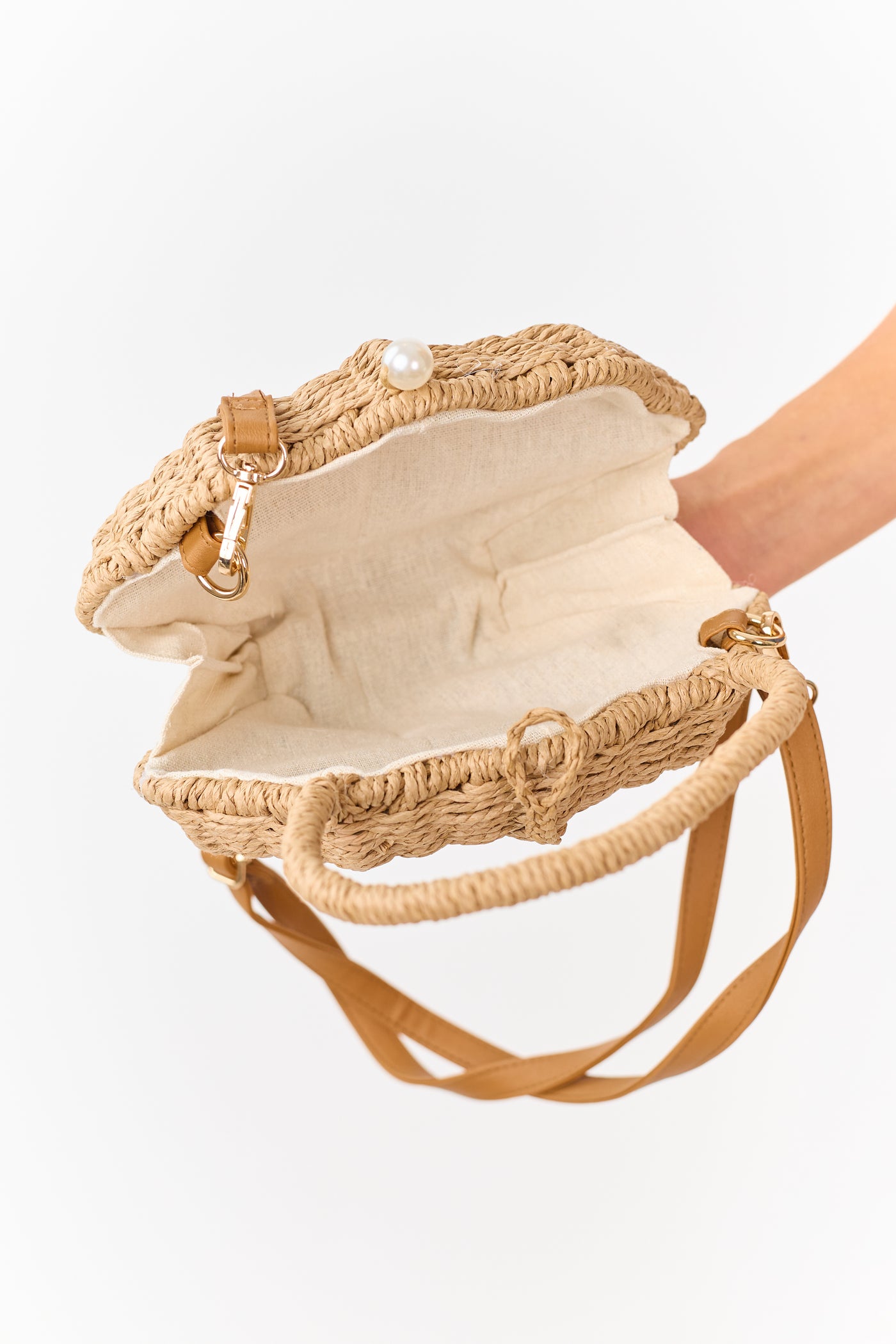 Brown Sugar Seashell Button Closure Handbag