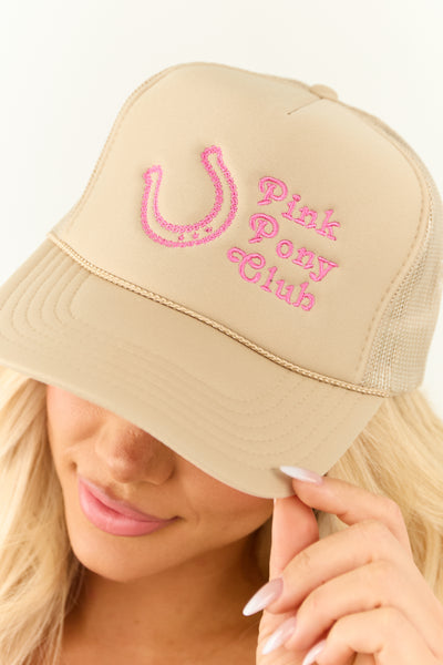 Sand 'Pink Pony Club' Embroidered Trucker Hat