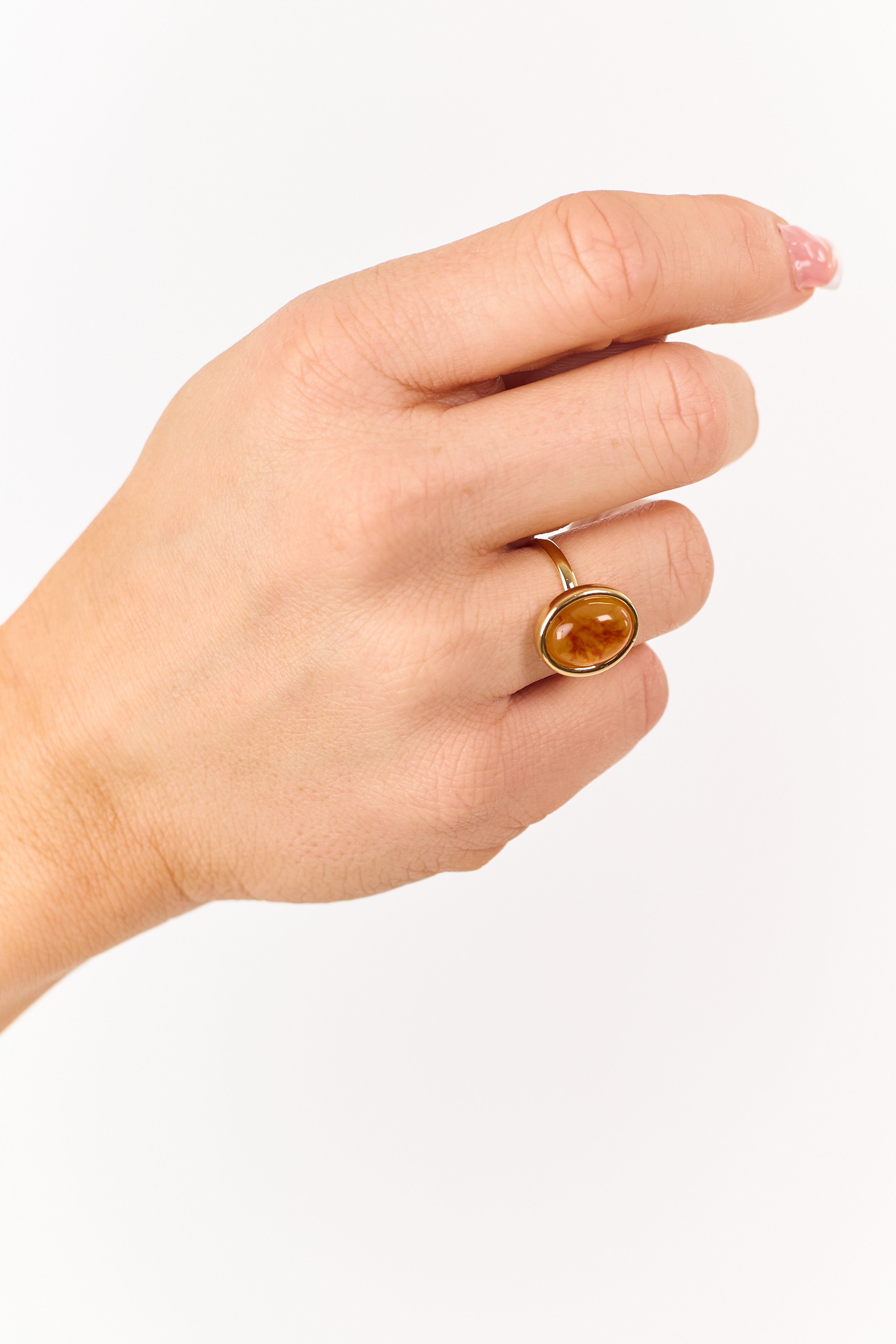 Sandstone Large Resin Oval Stone Ring