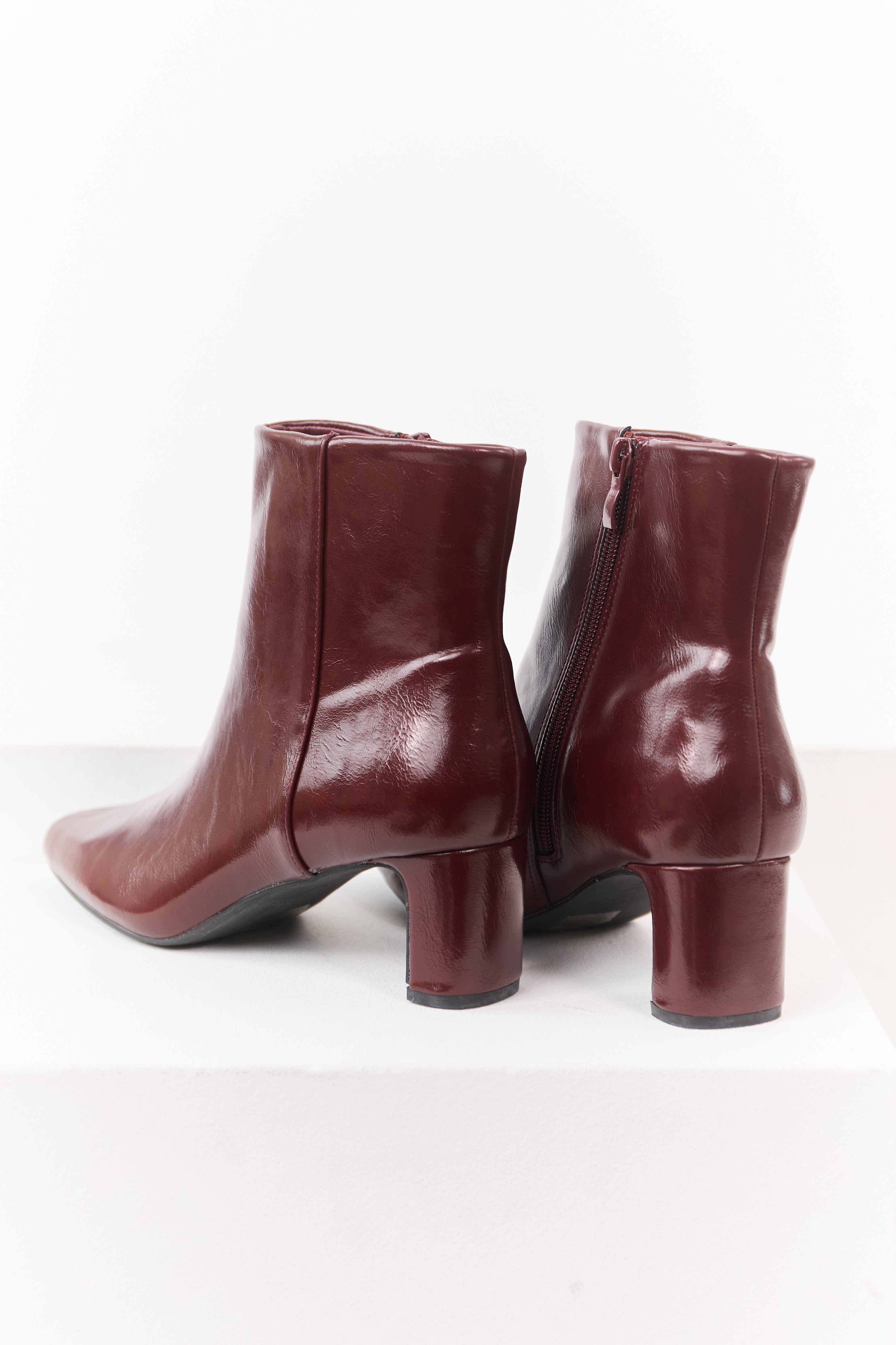 Sangria Faux Leather Pointed Toe Booties