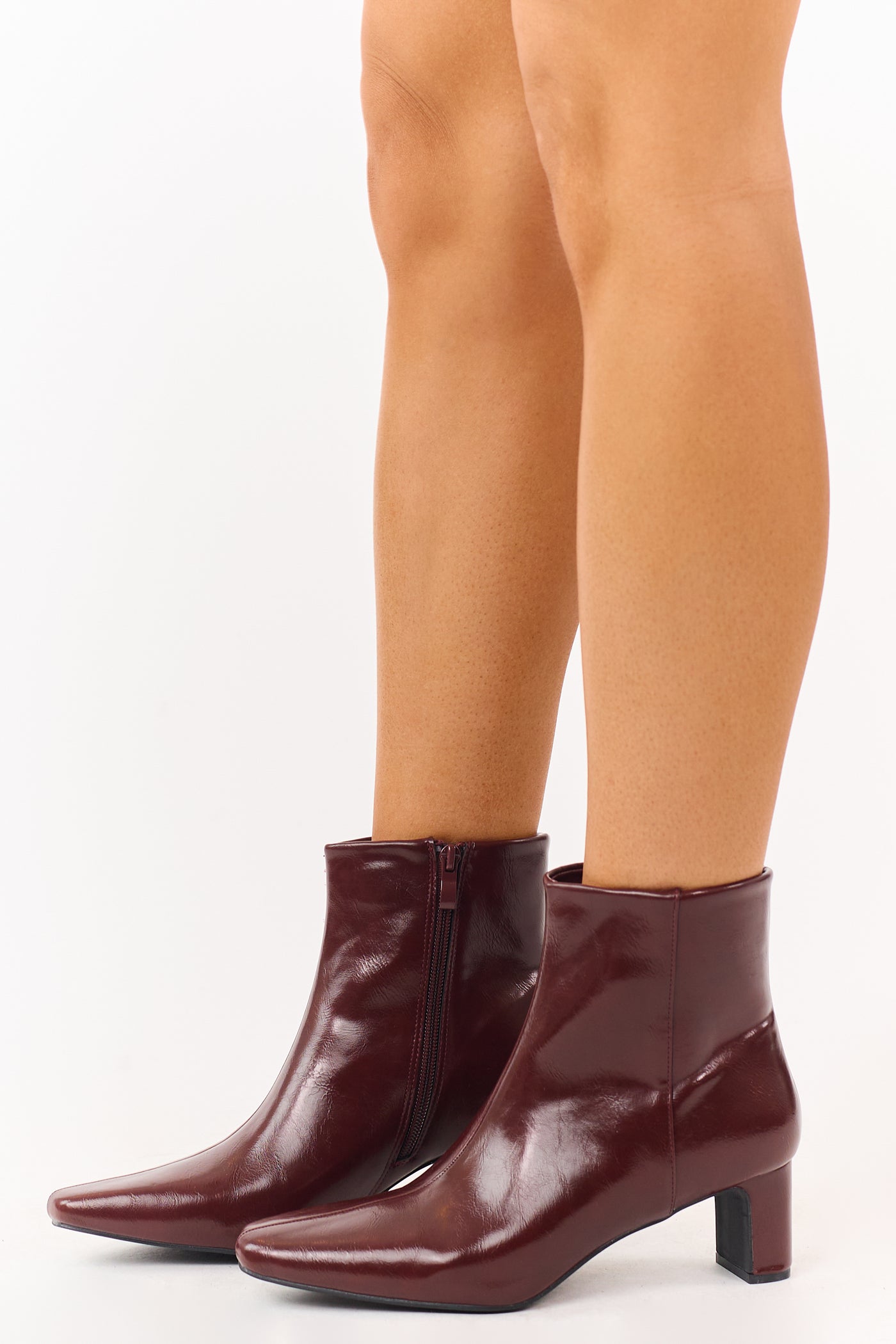 Sangria Faux Leather Pointed Toe Booties