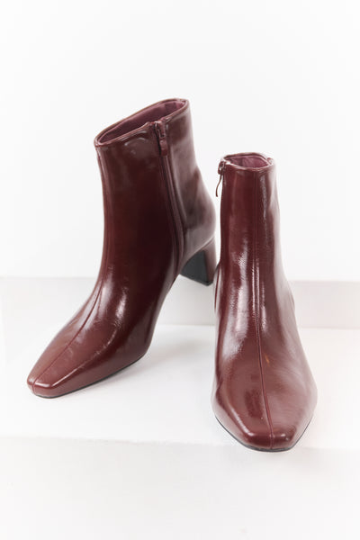 Sangria Faux Leather Pointed Toe Booties