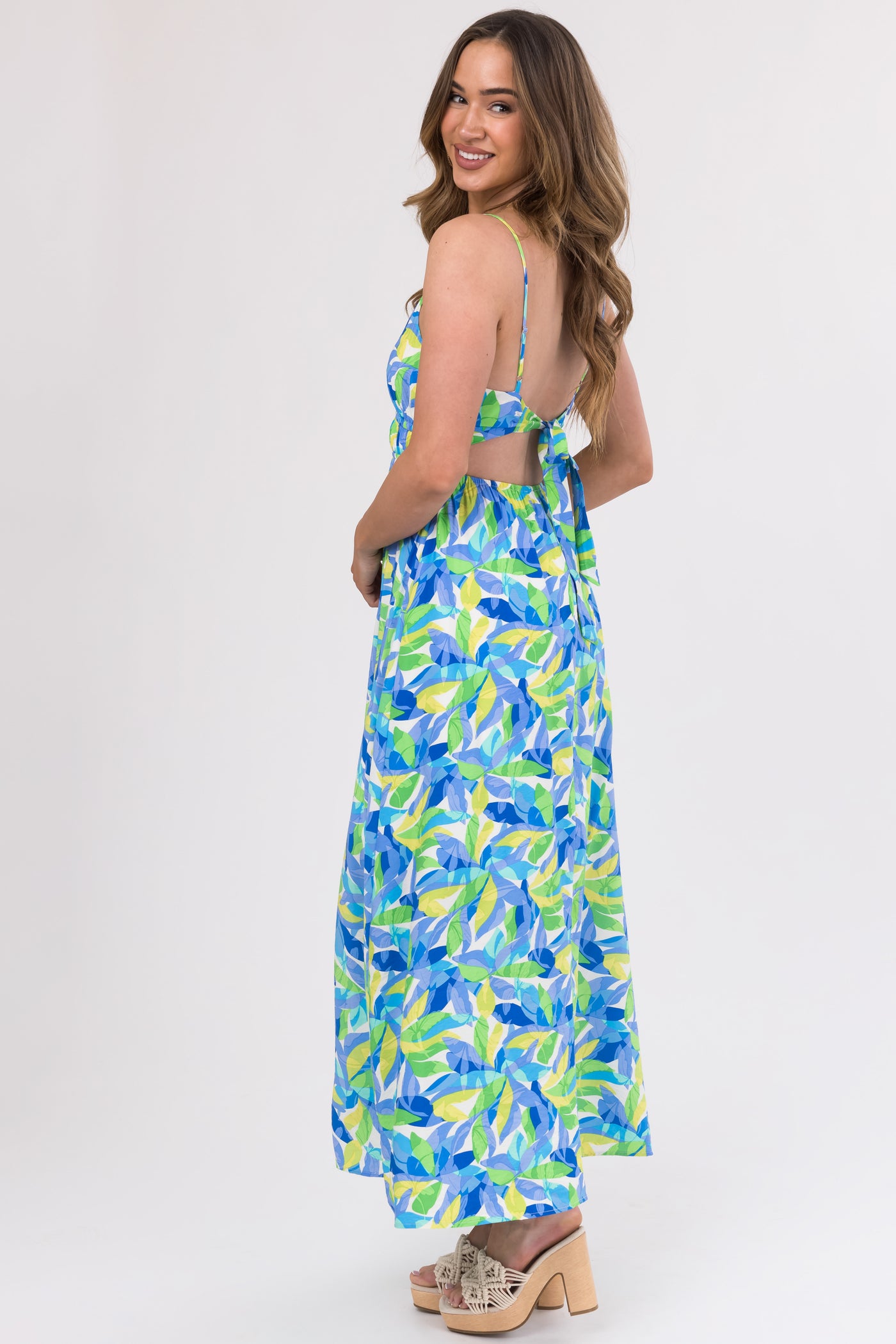 Sapphire Open Back Sleeveless Maxi Dress