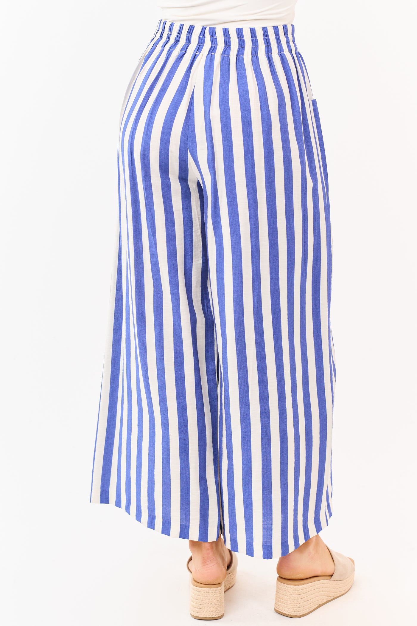 Sapphire and Vanilla Striped Wide Leg Pants
