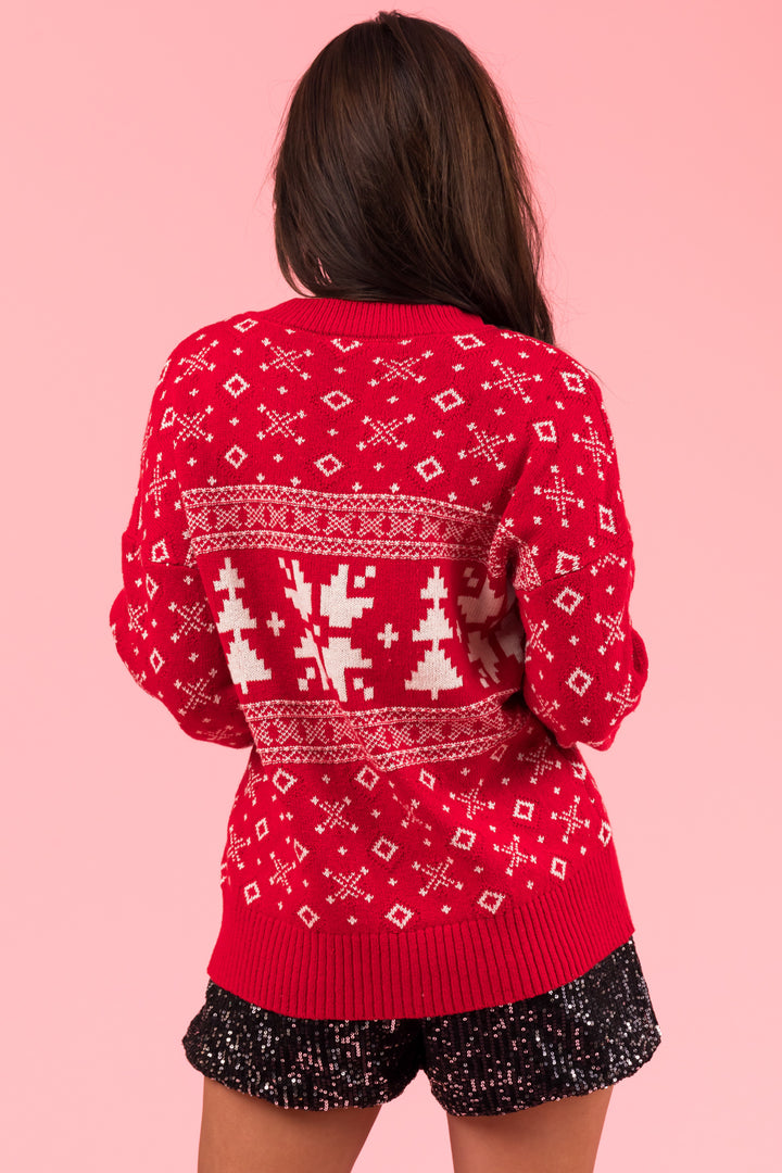 Scarlet Christmas Print Long Sleeve Sweater