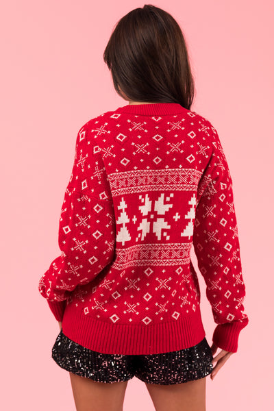Scarlet Christmas Print Long Sleeve Sweater