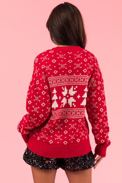 Scarlet Christmas Print Long Sleeve Sweater