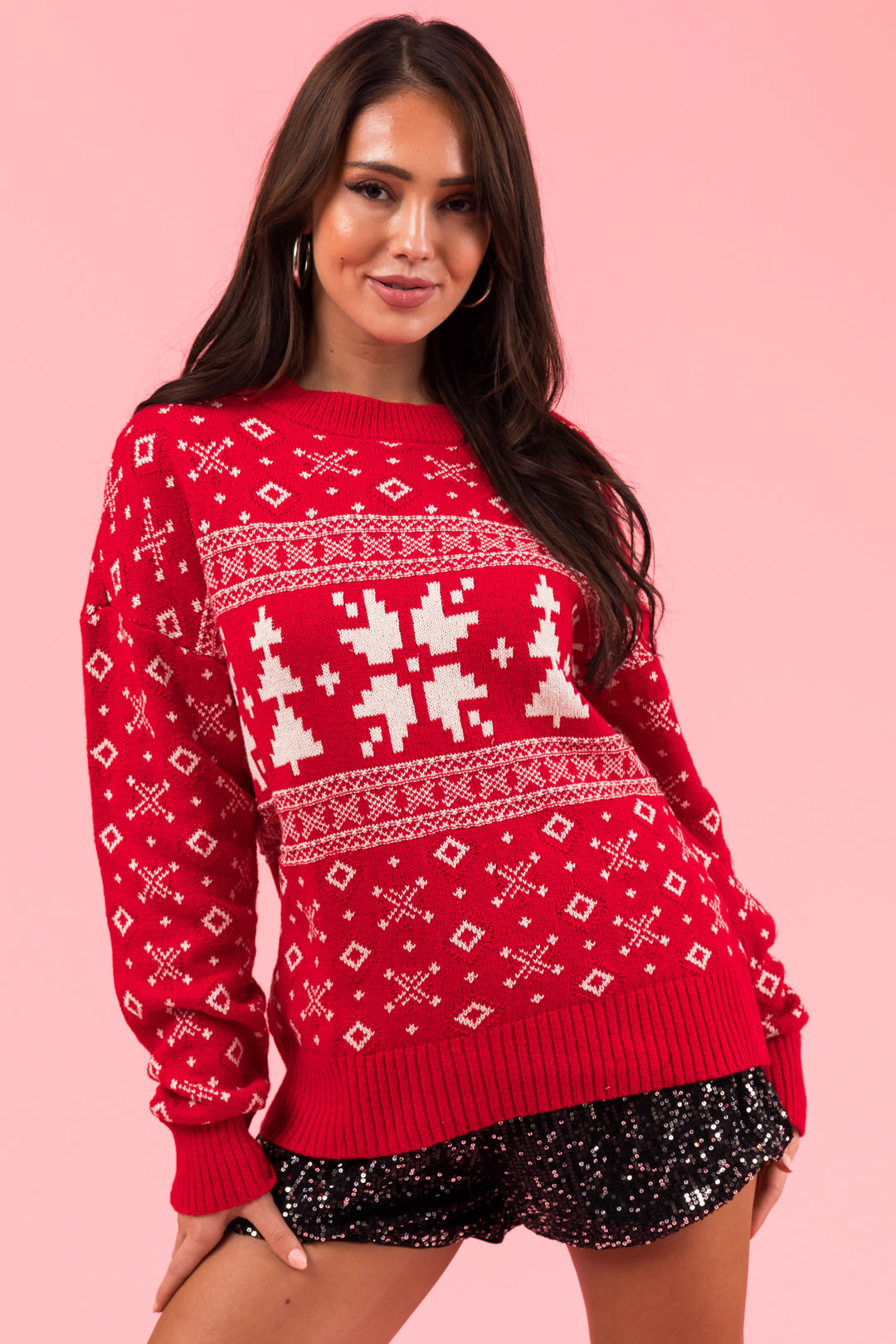 Scarlet Christmas Print Long Sleeve Sweater