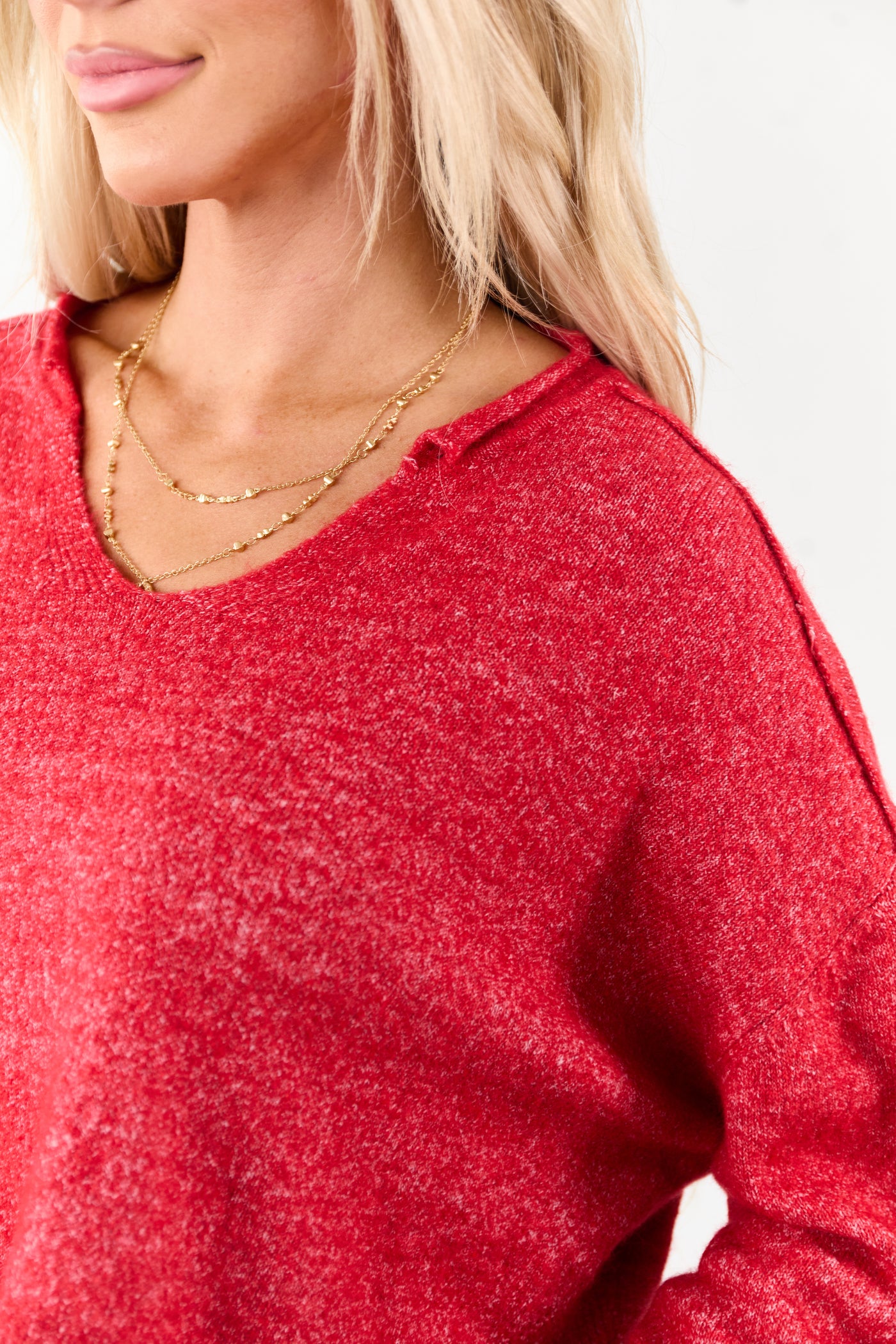 Scarlet Cropped V-Neck Wool Blend Boxy Sweater