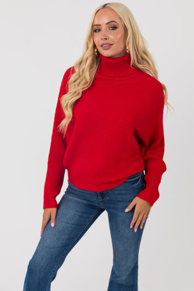 Scarlet Long Sleeve Turtleneck Knit Sweater