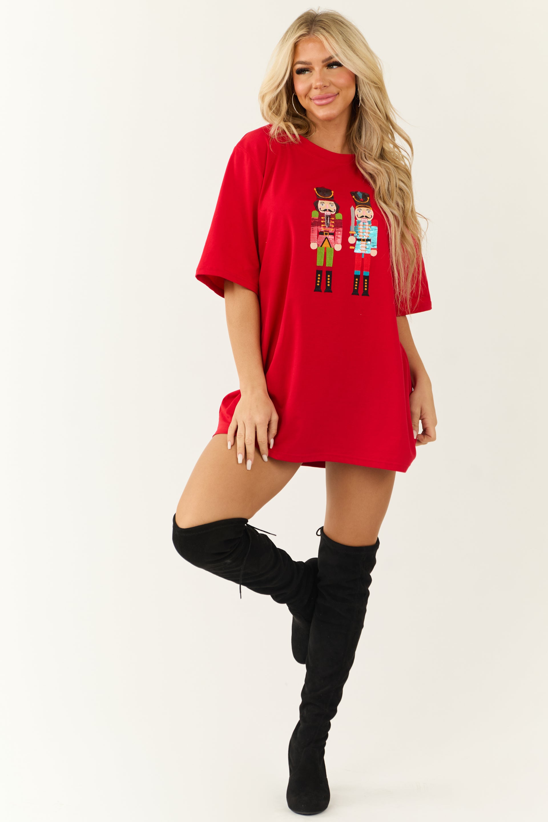 t shirt mini dress Scarlet Nutcracker Sequin Tee Shirt Mini Dress