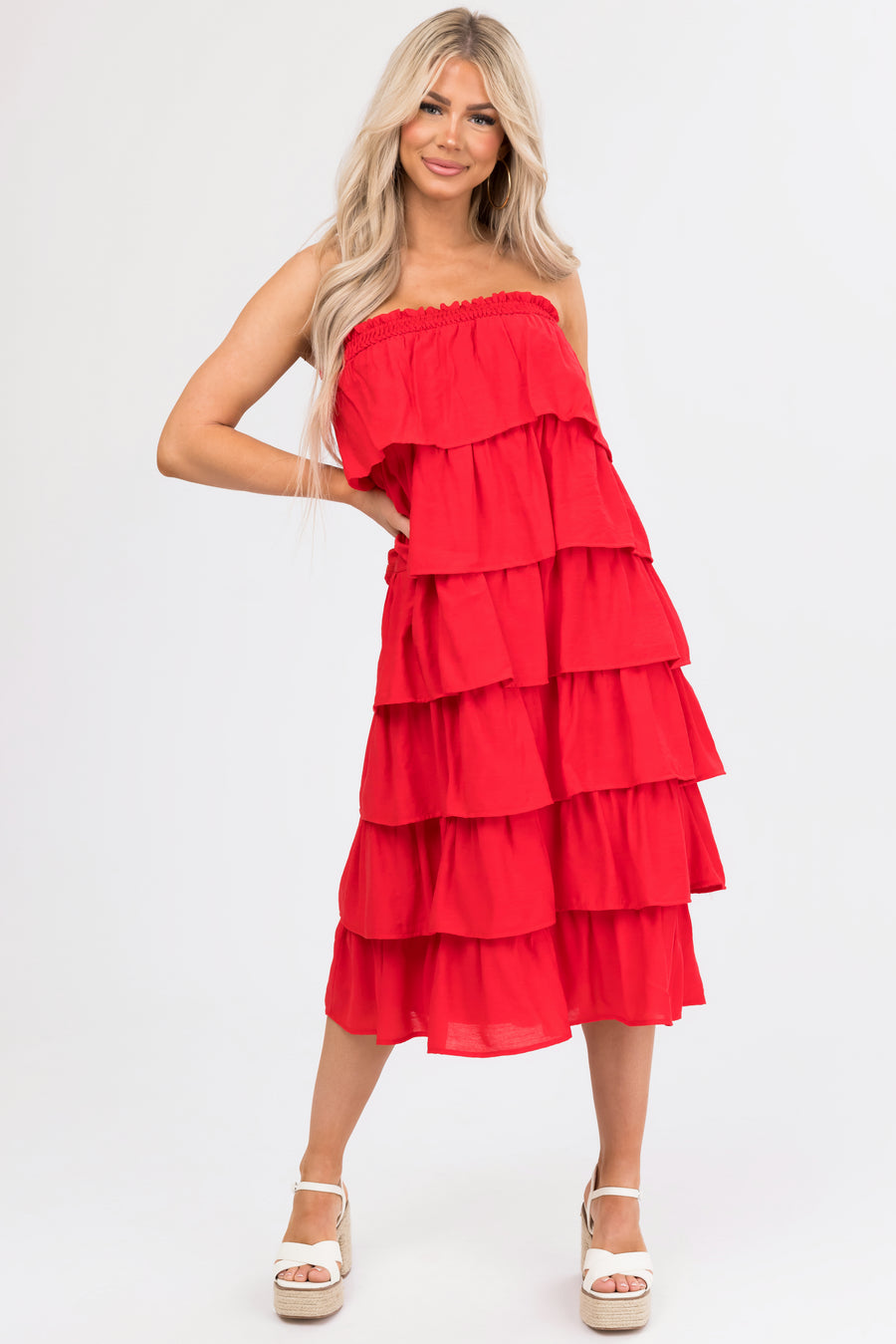 Scarlet Ruffle Convertible Maxi Skirt Midi Dress