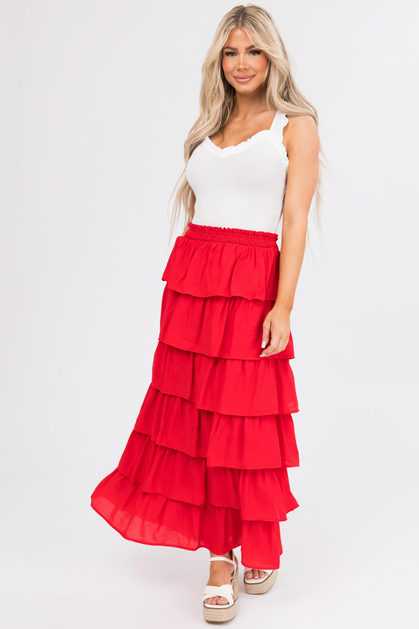 uo scarlett ruffle midi dress UO Scarlett Ruffle Midi Dress