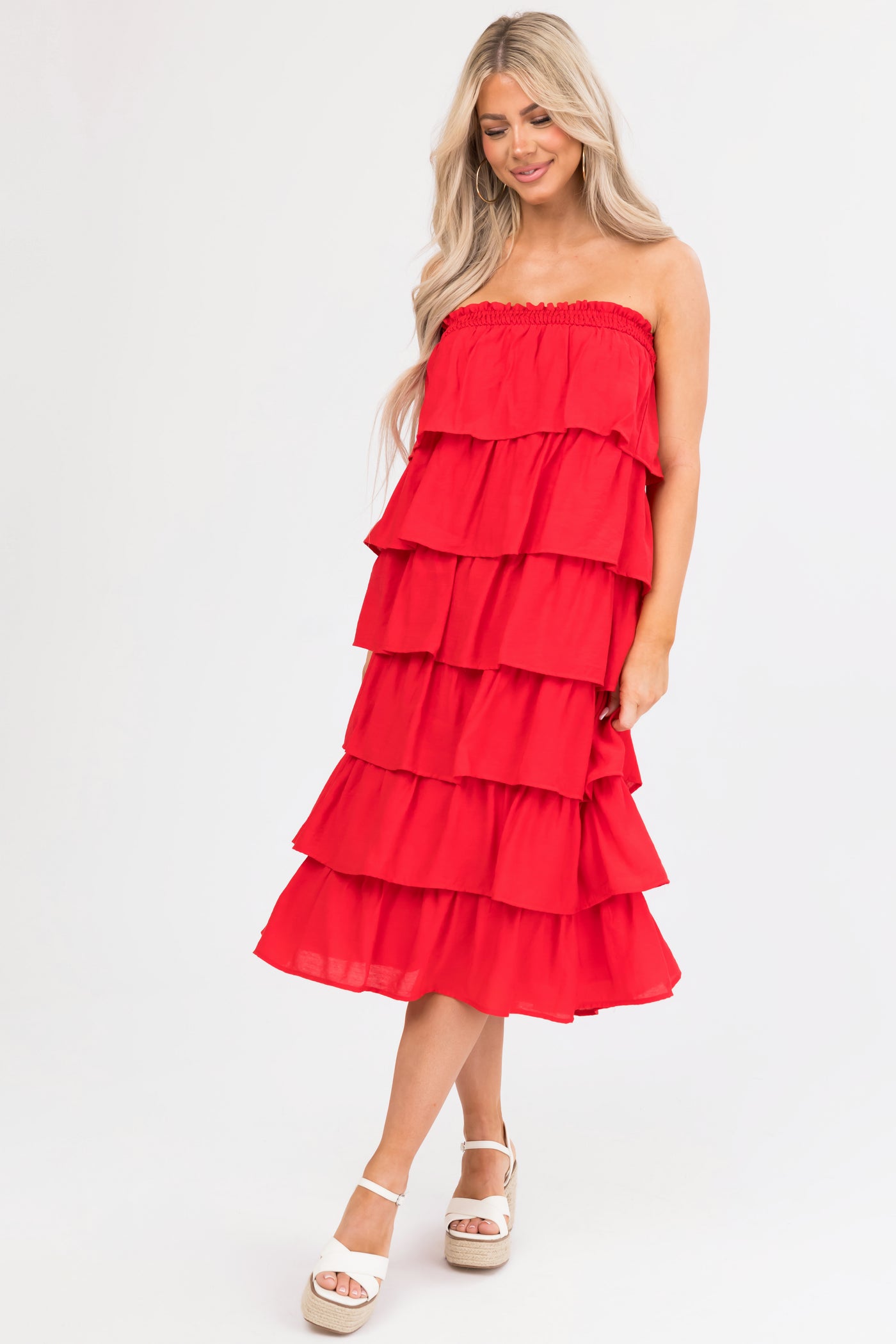 Scarlet Ruffle Convertible Maxi Skirt Midi Dress