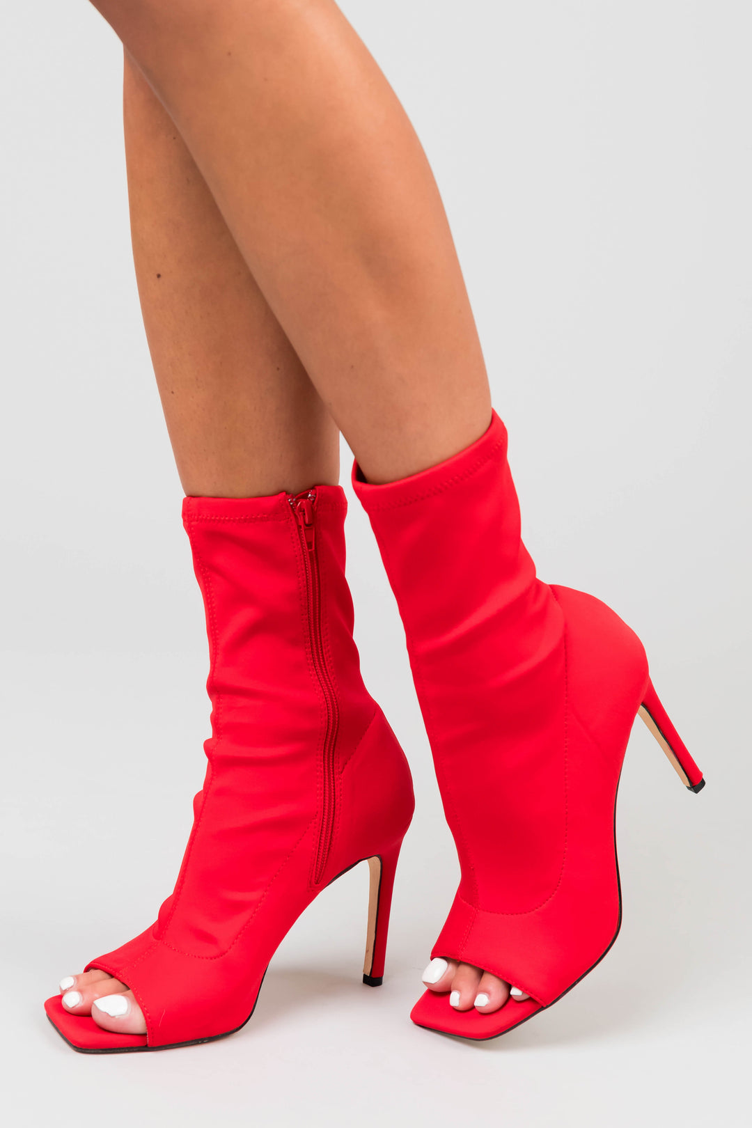 open toe knit booties