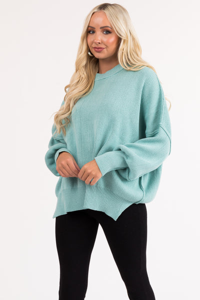 Seafoam Oversized Drop Shoulder Cozy Sweater