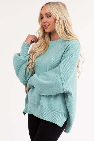 Seafoam Oversized Drop Shoulder Cozy Sweater