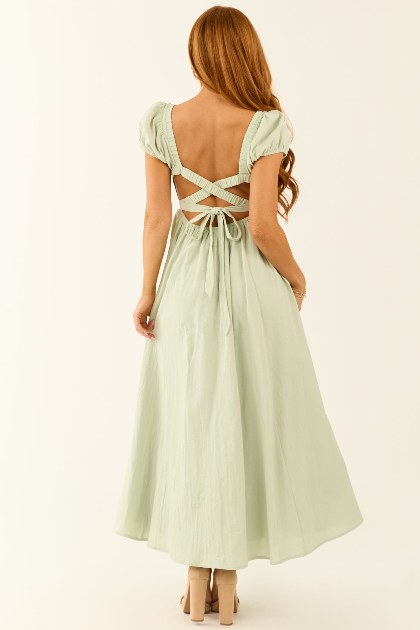 Seafoam Square Neck Criss Cross Back Maxi Dress | Lime Lush Boutique Seafoam Square Neck Criss Cross Back Maxi Dress | Lime Lush Boutique