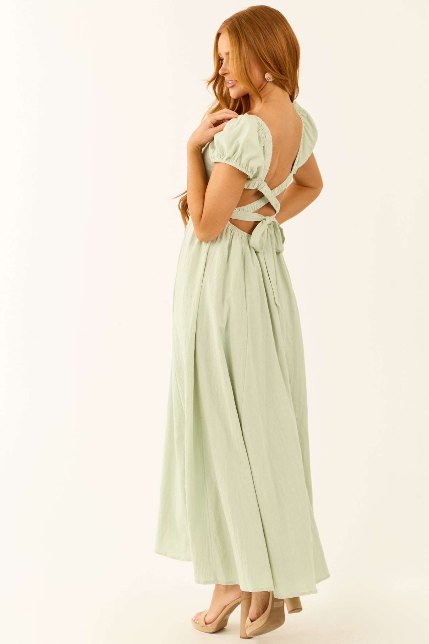 Seafoam Square Neck Criss Cross Back Maxi Dress | Lime Lush Boutique Seafoam Square Neck Criss Cross Back Maxi Dress | Lime Lush Boutique