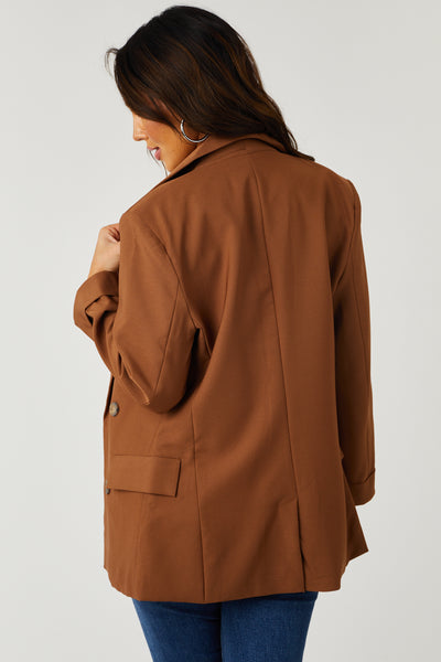 Sepia Brown Double Button Detail Blazer