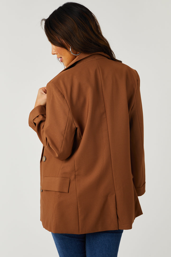 Sepia Brown Double Button Detail Blazer