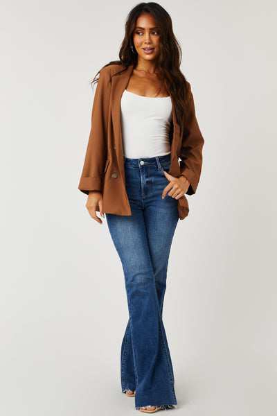 Sepia Brown Double Button Detail Blazer