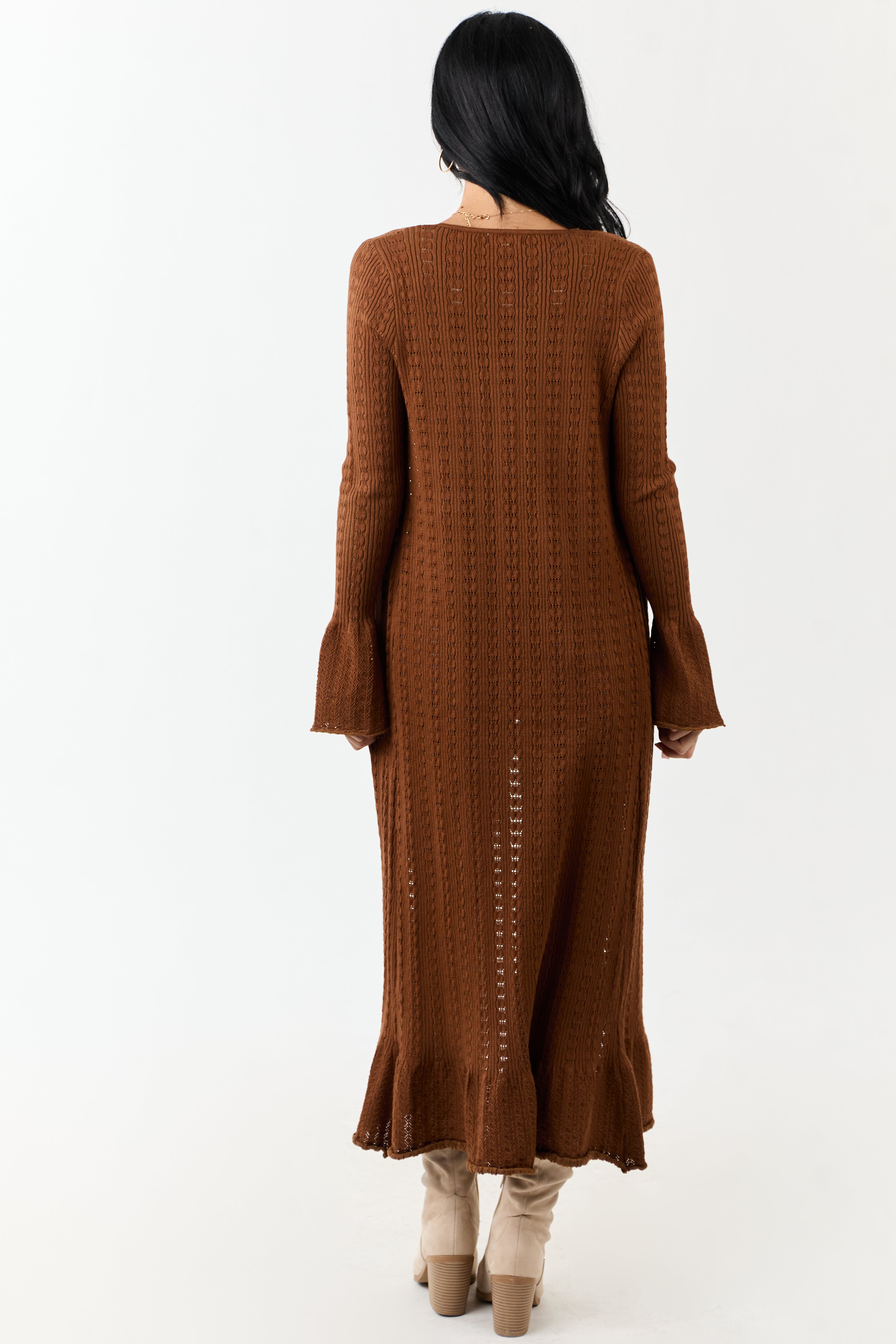 Sepia Button Down Long Sleeve Duster Cardigan