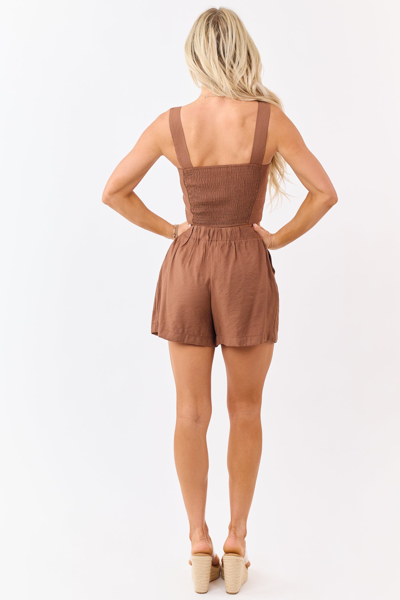 Sepia Crop Tank Top and Flowy Shorts Set