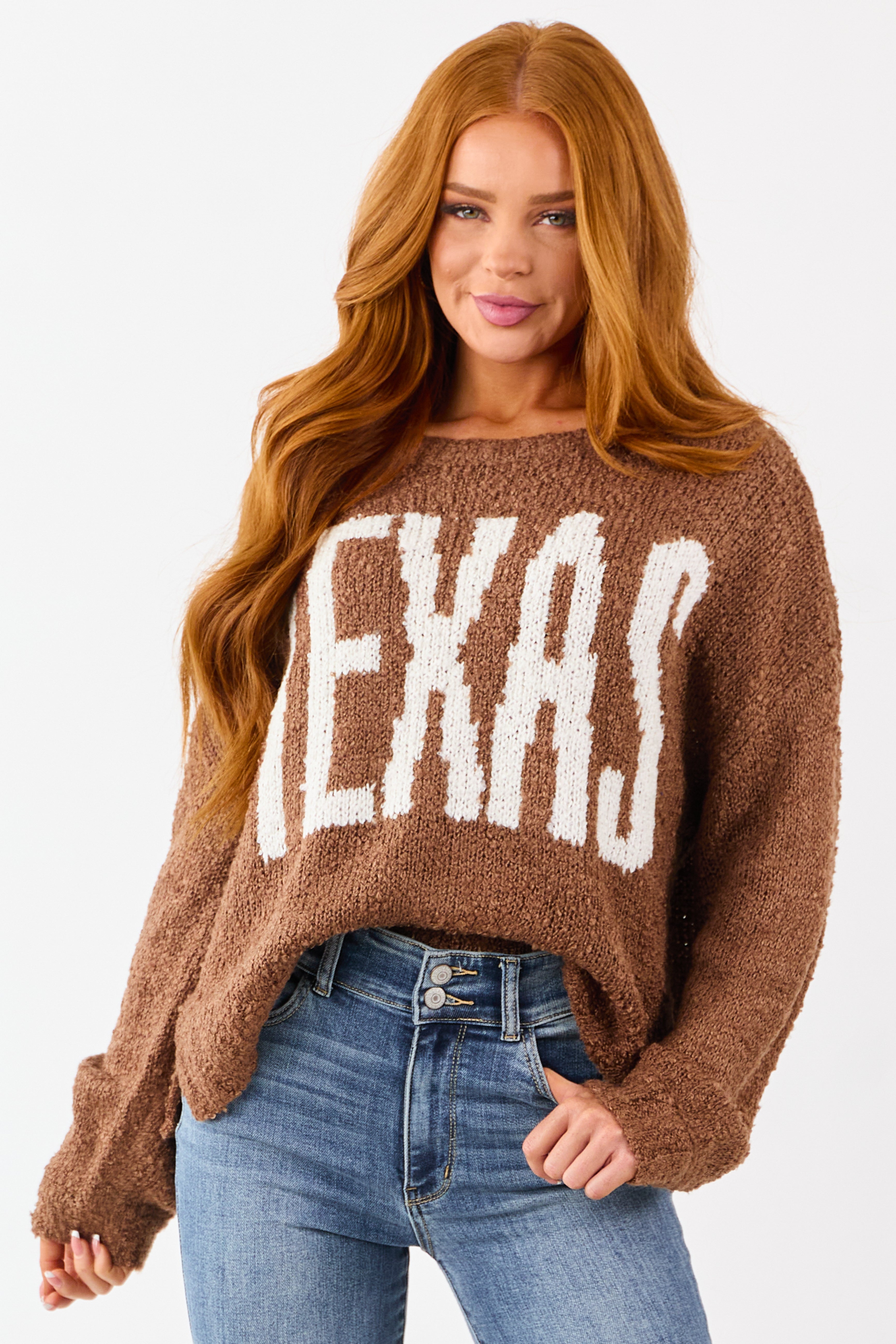 Sepia 'Texas' Graphic Chunky Pullover Sweater