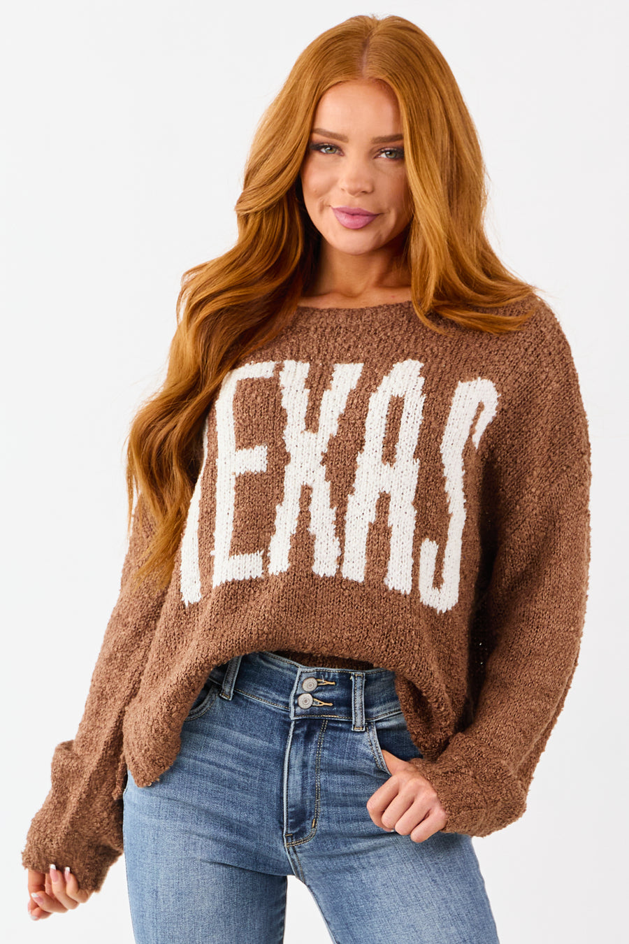 Sepia 'Texas' Graphic Chunky Pullover Sweater