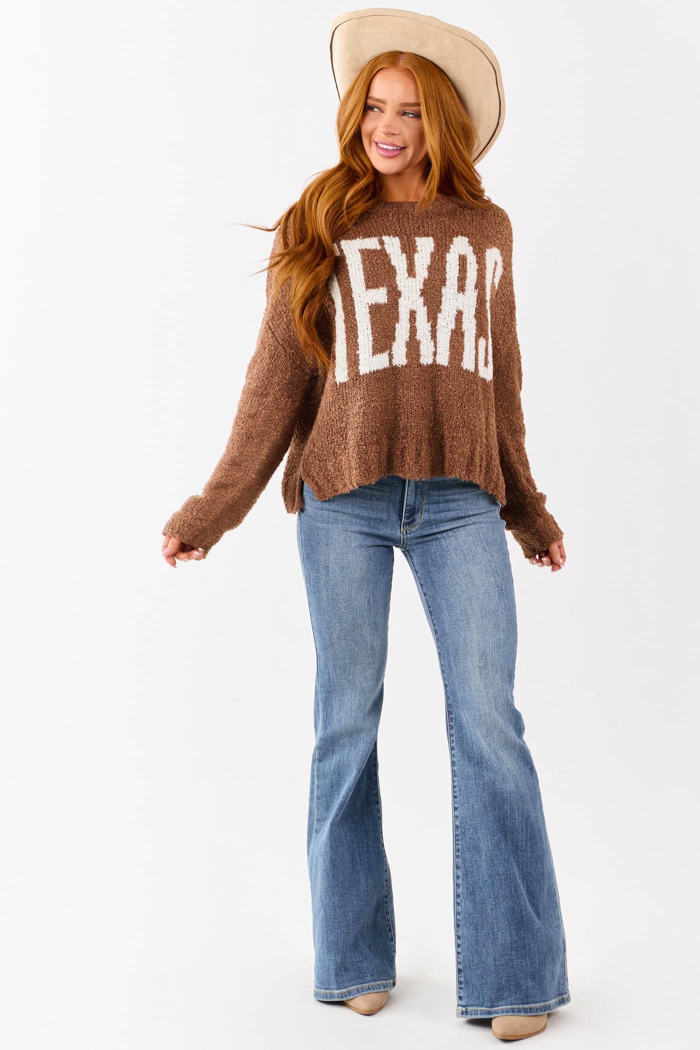 Sepia 'Texas' Graphic Chunky Pullover Sweater