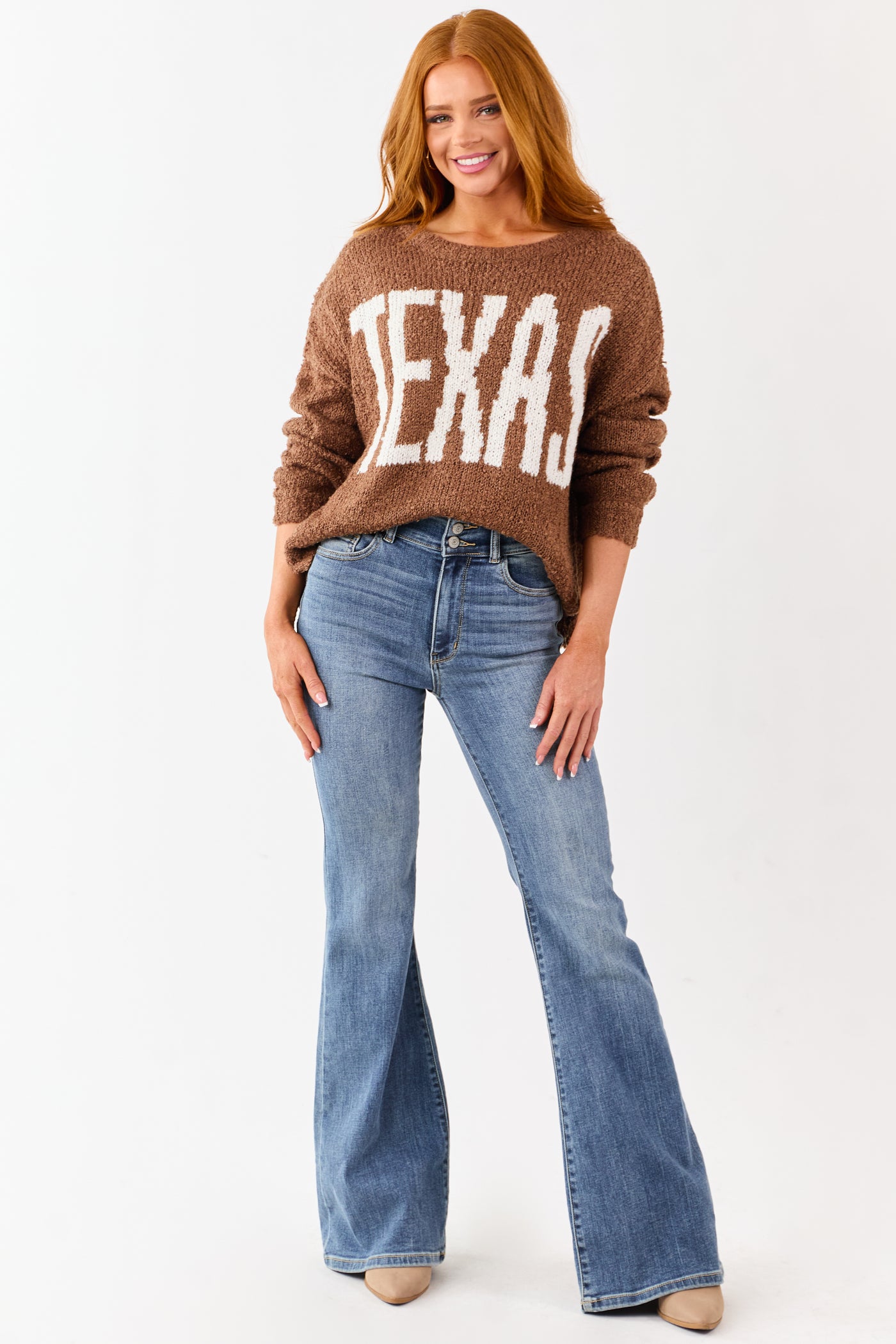 Sepia 'Texas' Graphic Chunky Pullover Sweater