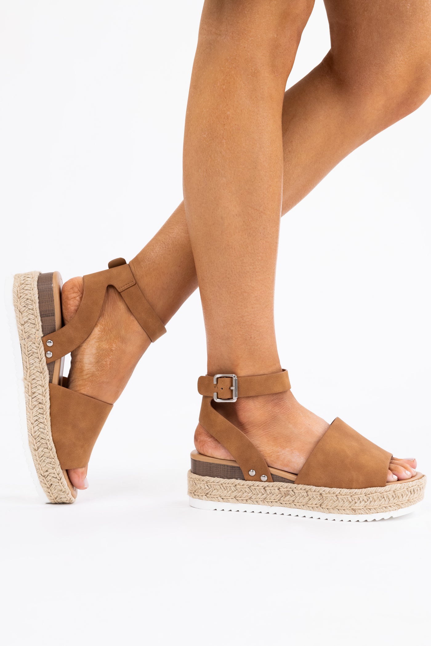 Sepia Ankle Strap Espadrille Platform Sandals