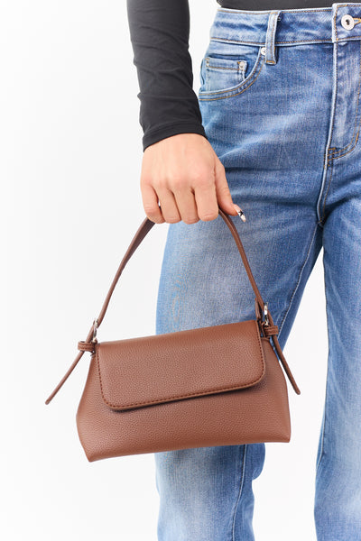 Sepia Faux Leather Adjustable Buckle Strap Handbag