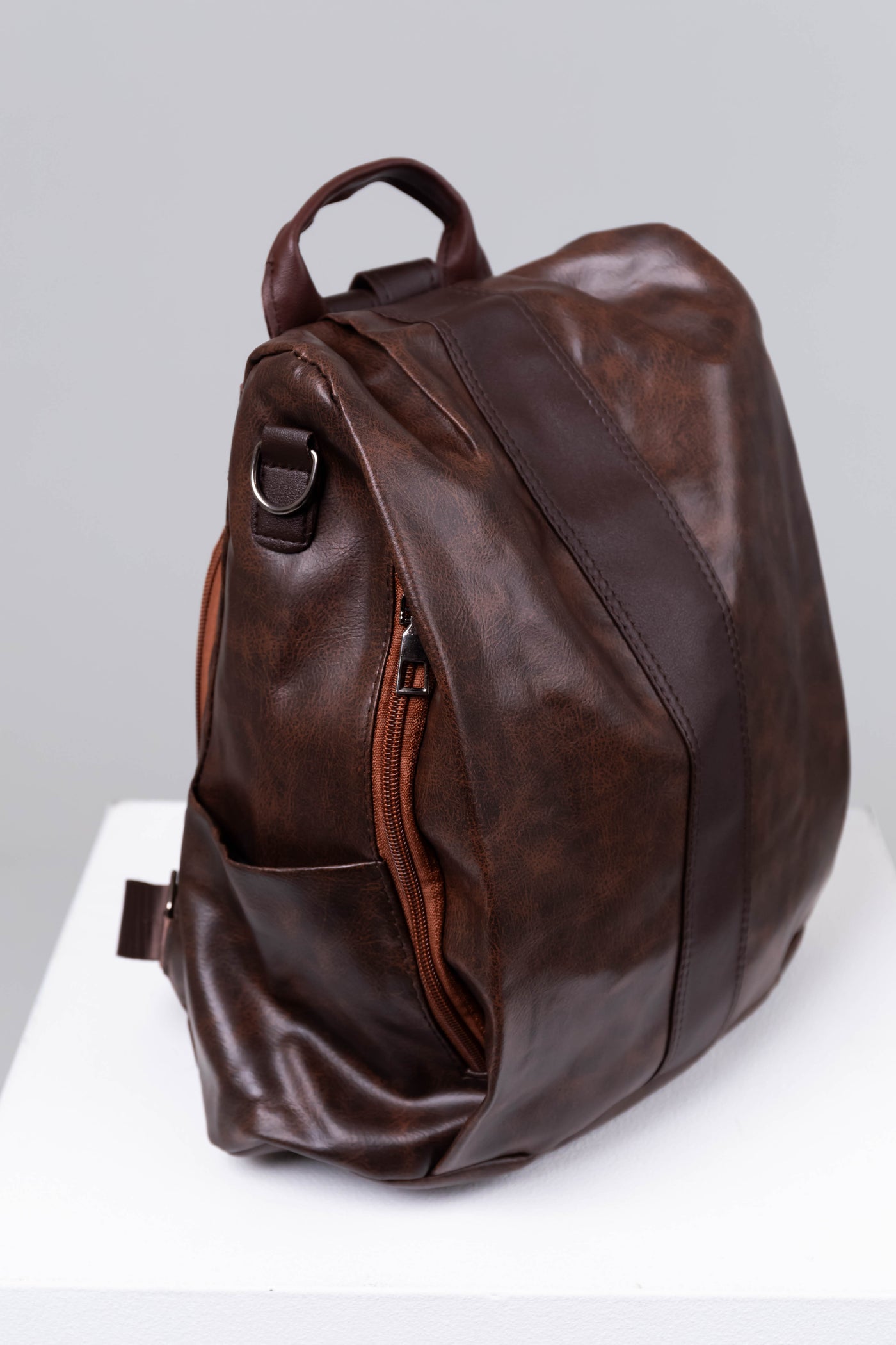 Sepia Faux Leather Multifunctional Backpack