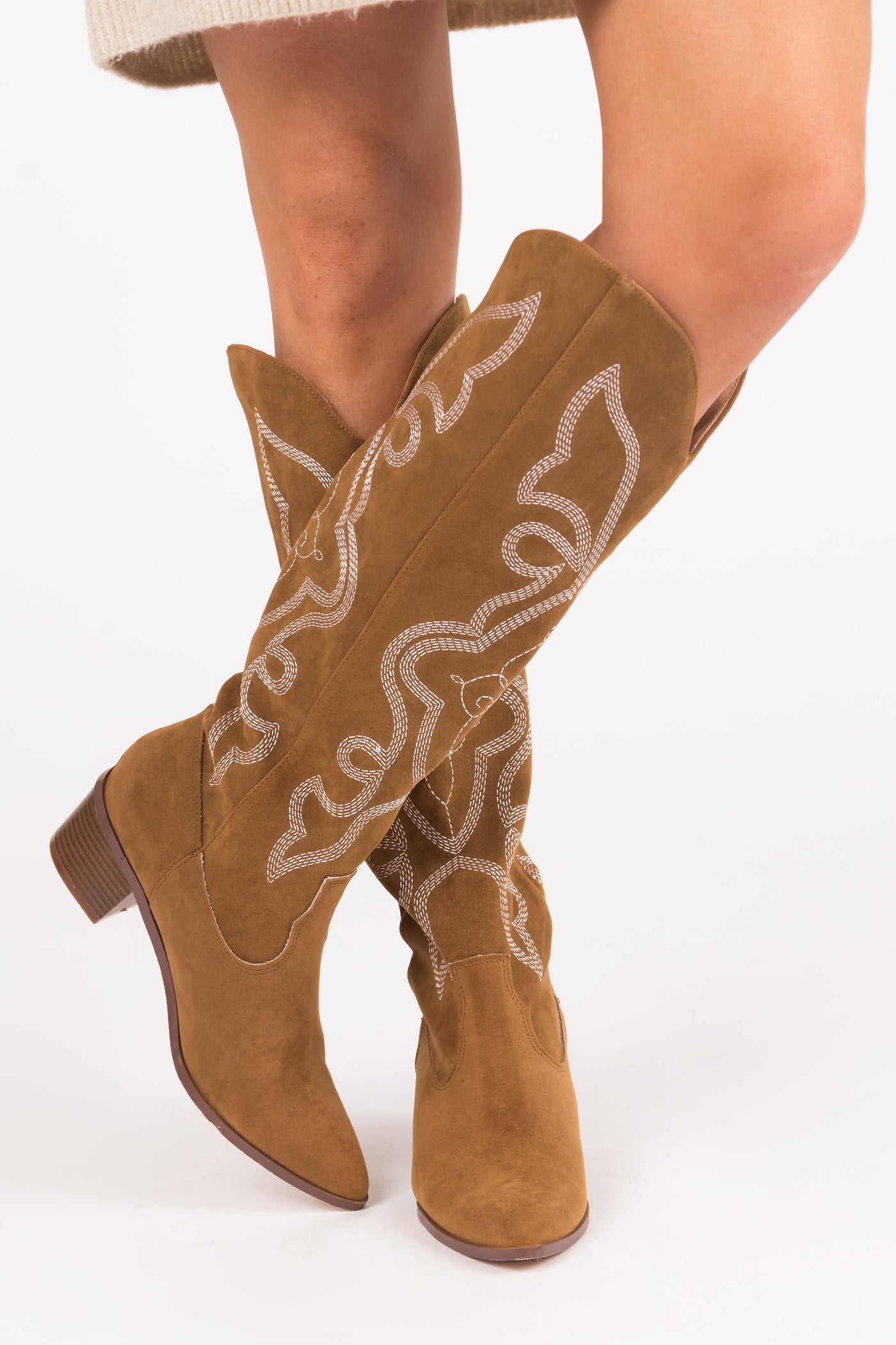 Sepia Pointed Toe Knee High Western Boots