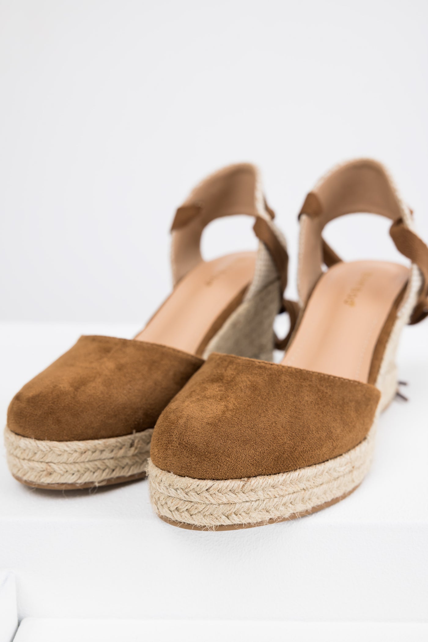 Sepia Suede Closed Toe Espadrille Wedges | Lime Lush Boutique