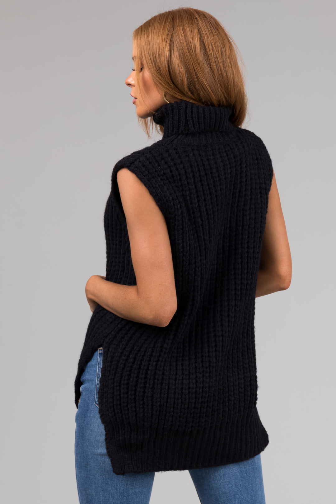 She+Sky Black Sleeveless Turtleneck Sweater Vest & Lime Lush