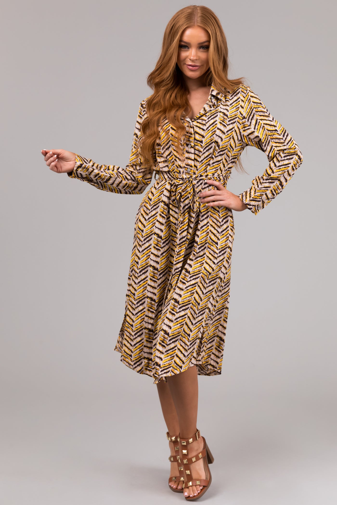 She+Sky Canary Yellow Button Down Dress