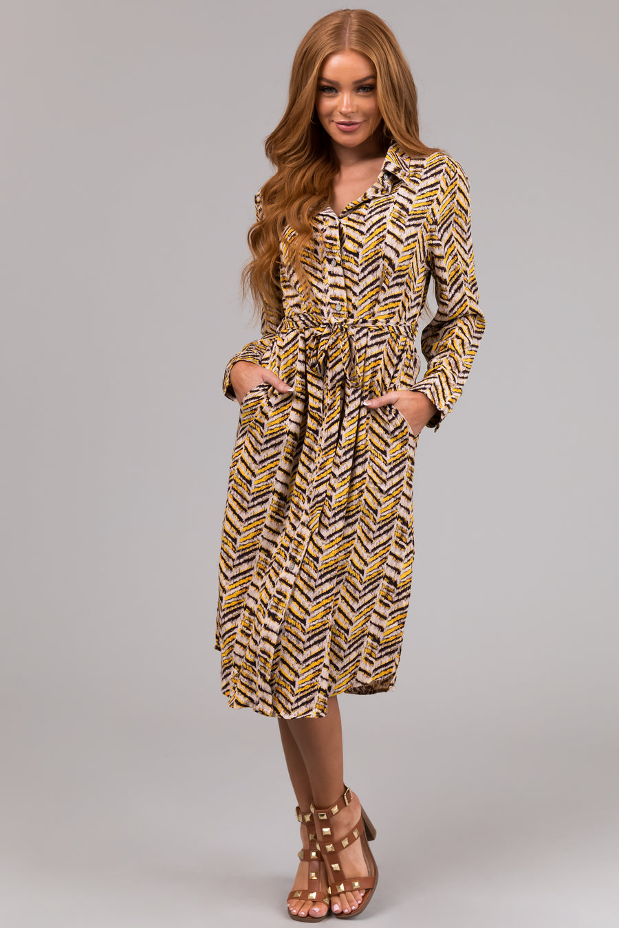 She+Sky Canary Yellow Button Down Dress
