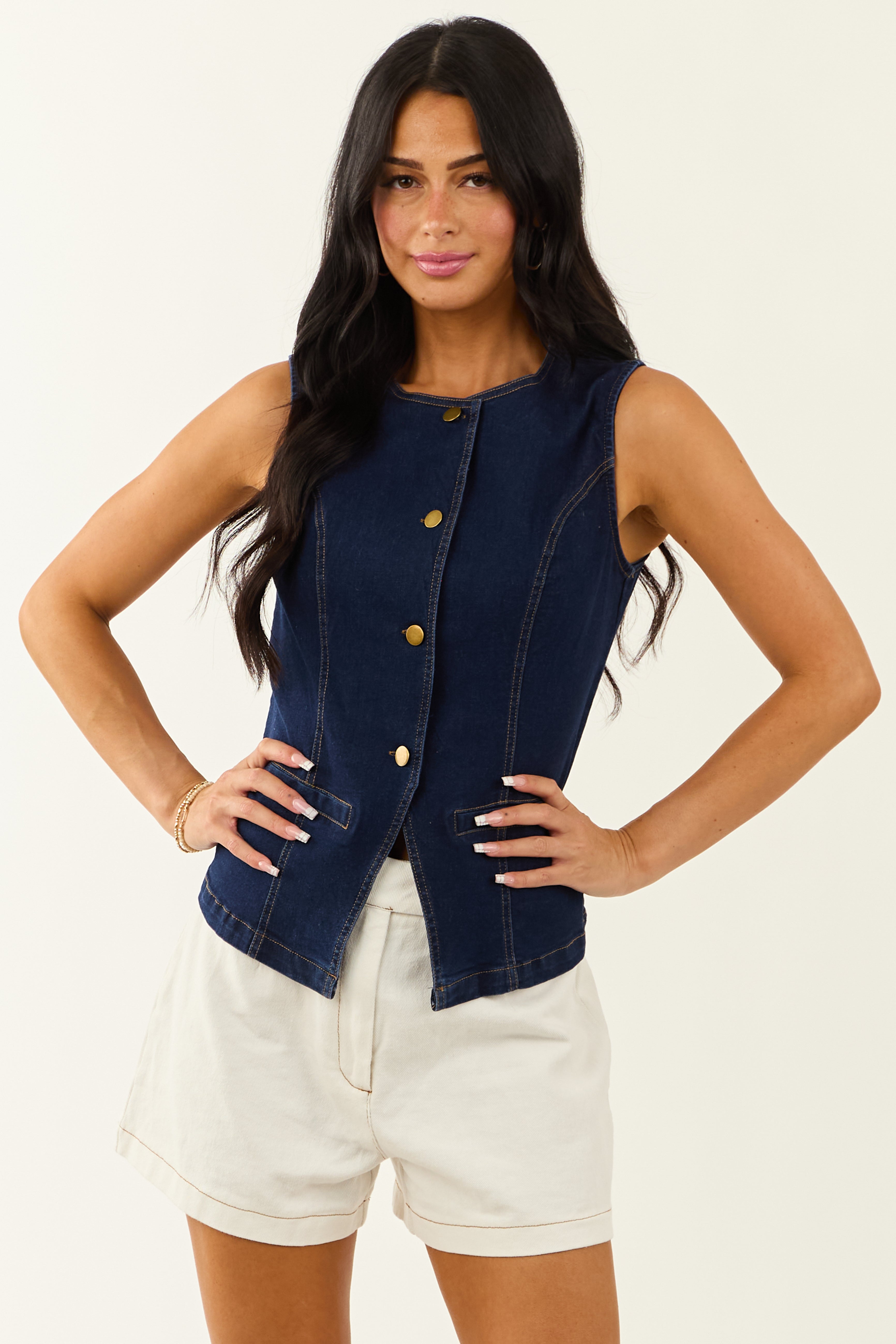 トップス TODAYFUL collarless twill vest wct10057-2.webp