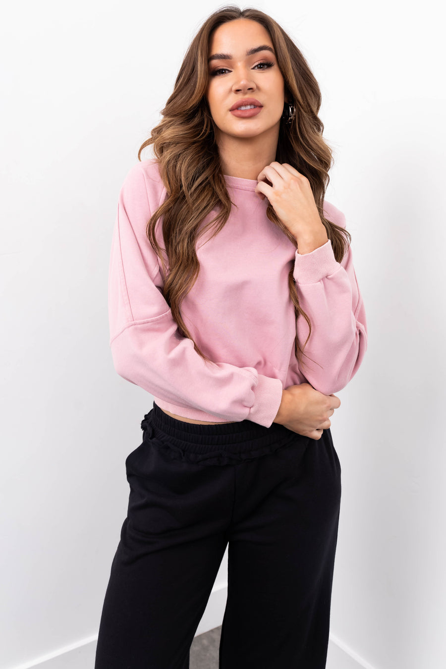 She+Sky Dusty Blush Seam Detail Pullover Top