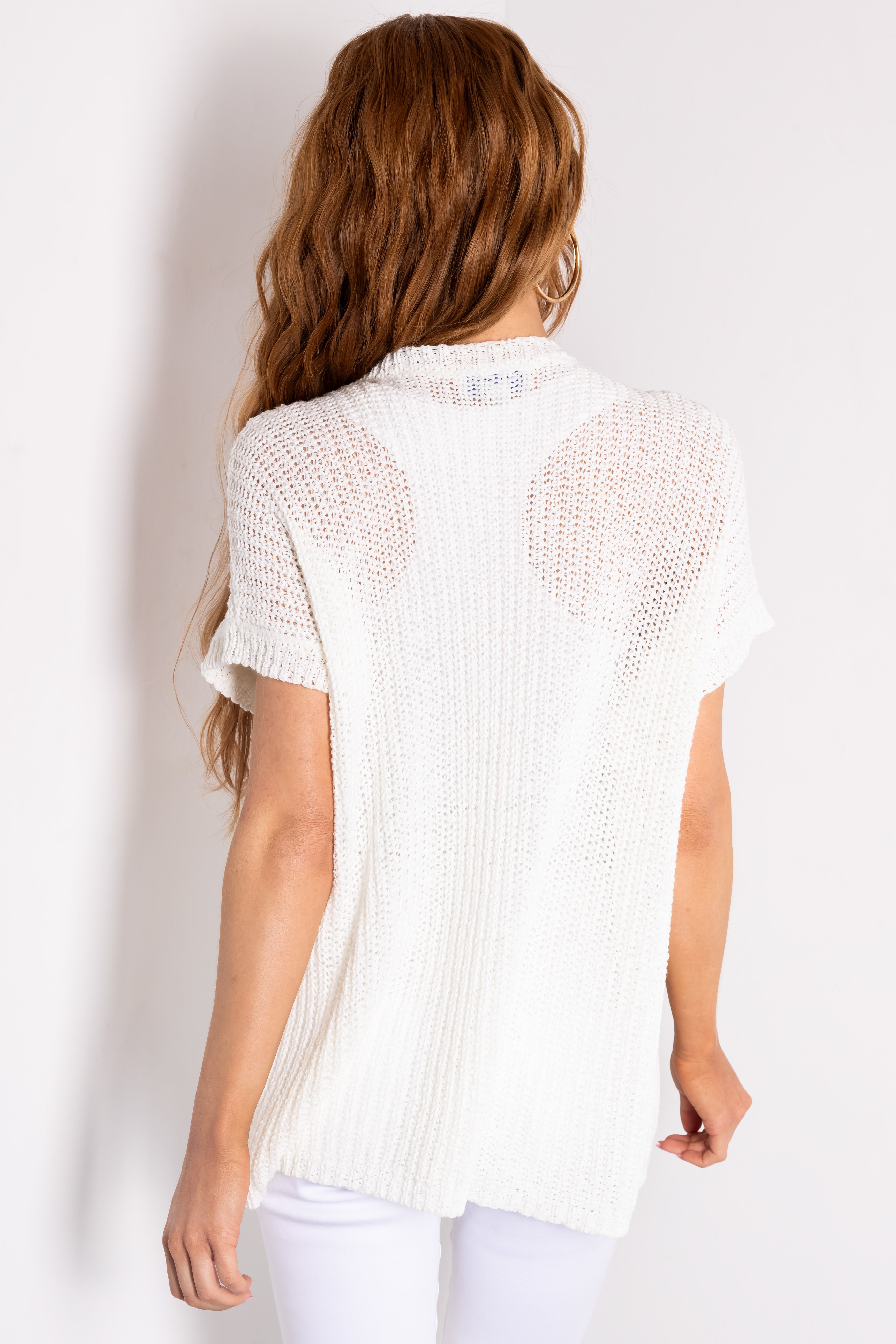 She+Sky Ivory V Neck Short Sleeve Sweater