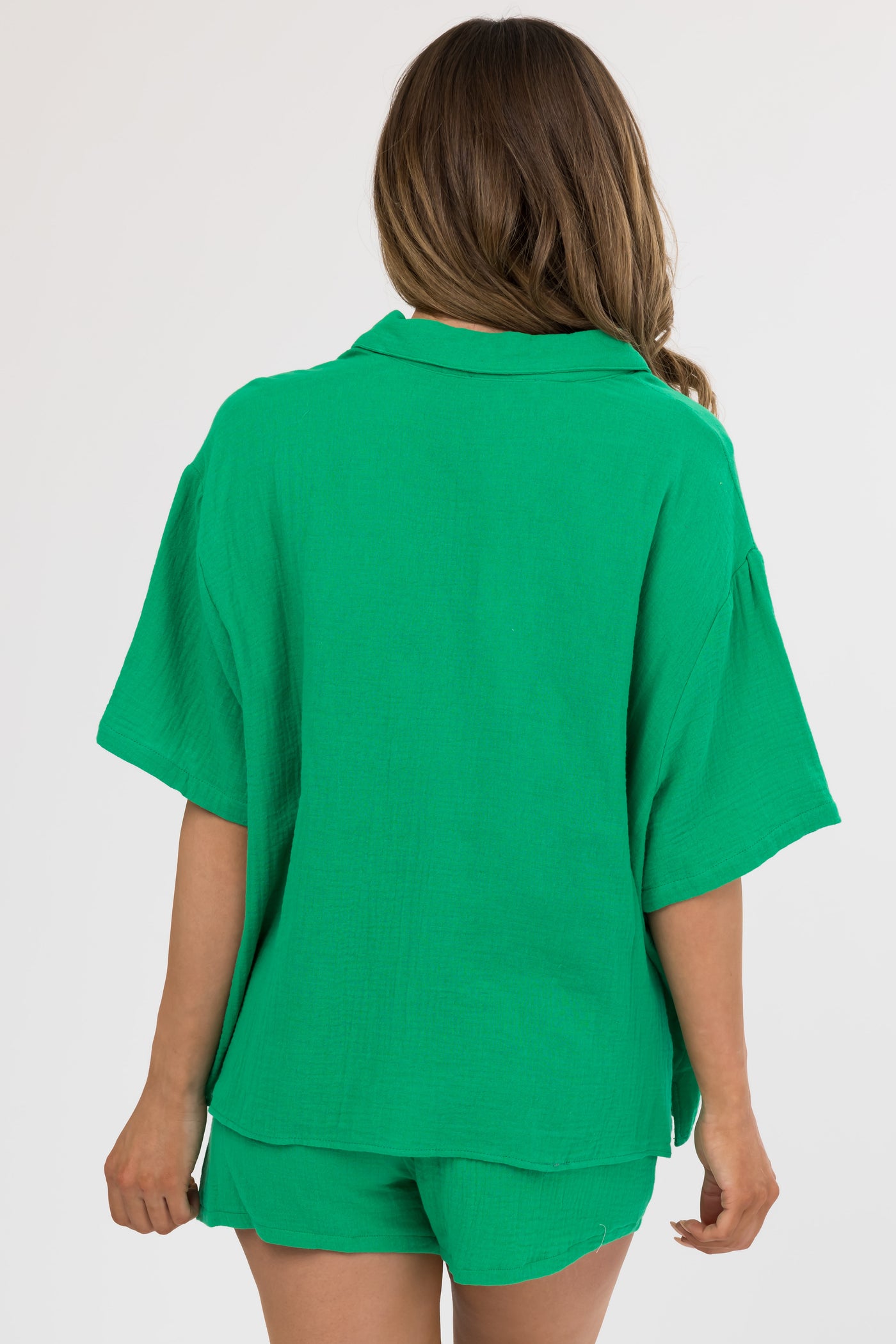 She+Sky Jade Chest Pocket Half Sleeve Shirt